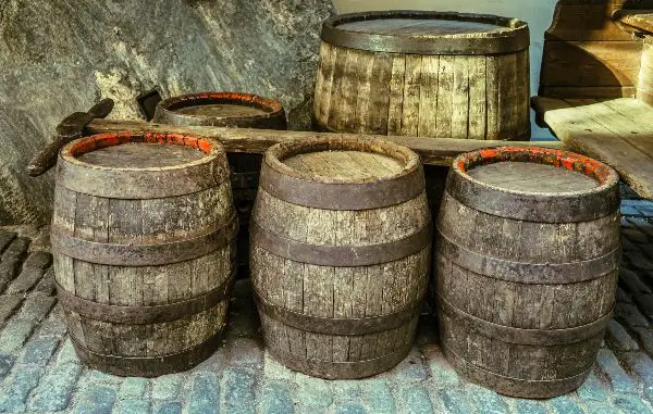 wooden barrels